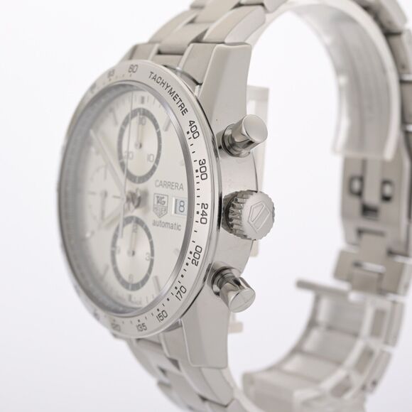 TAG Heuer Carrera Chronograph CV2017 Silver 41mm Men's Watch Full Set - Picture 5 of 12